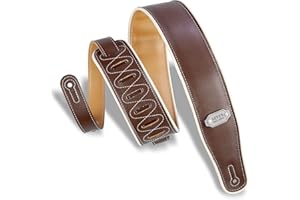 Levy's M26VCP-BRN_MUS Correas Para Guitarras Reversible Vinyl White Piping 2 3/4" - Brown Mustard