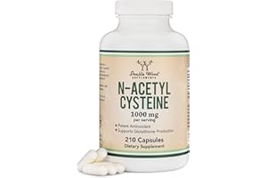 DOUBLE WOOD SUPPLEMENTS NAC Supplement N-Acetyl Cysteine (1,000mg Per Serving 500mg Per Cap, 210 Capsules) (Third Party Tested, Manufactured in The US) with Odor Masking Technology to Boost Glutathione Levels by Double Wood