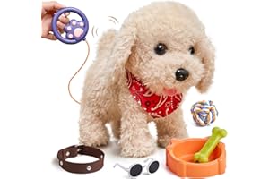 TUMAMA KIDS TUMAMA Perro de Juguete Que Anda y Ladra, Peluche Perrito Juguete Ladra y Anda, Perro Interactivo de Juguetes, Realista Interactivos para Niña 3 4 5 6 Años Regalos - Ladra y Camina, Sacudir La Cola