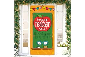Sunwer Couverture de porte « Happy Teacher Week » avec inscription « May Thank You Teachers » - Décoration d'école, salle de classe, porche, bannière