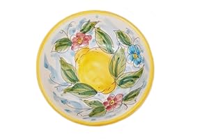 sicilia bedda - Ciotolina in Ceramica di Caltagirone Realizzate interamente a Mano - Prodotto Autentico - (Diametro 8 Centimetri, Limoni)
