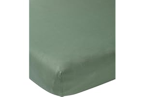 Meyco Baby Uni lenzuolo per lettino (lenzuolo con qualità di morbido jersey, perfetta vestibilità grazie all'elasticità su tutto il perimetro, traspirante, dimensioni: 60 x 120 cm), verde bosco