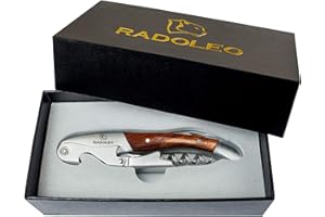RADOLEO® Kellnermesser PADAUK - Premium Korkenzieher | Profi Sommeliermesser (Weinöffner) hochwertige Edelstahl & Holz-Materialien | edle Geschenk-Verpackung…