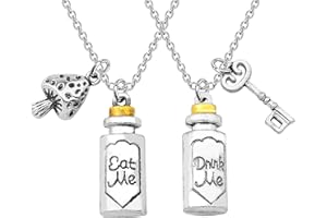 FAADBUK Alice Fairy Tales Inspired Jewelry - Alice Fans BFF Friendship Gift - Eat Me Drink Me Set Necklace (5 Stars)