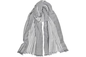 DAMILY Hommes Mode Foulard Echarpe de Plissée Rayée Confortable Coton Lin Hiver Étoles Châle
