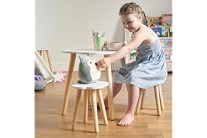Haus Projekt Cloud Table and Two Stools Set (Age 3-8) White Table with 2 Stools Set for Kids, Children's Wooden Activity Table in Cloud Shaped Design, Premium Furniture for Kids