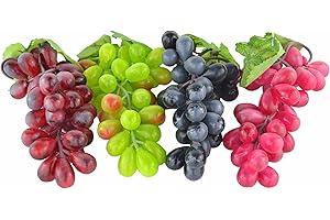 JEDFORE 4 Bunches of Artificial Black,Red, Green and Purple Grapes Fake Fruit Home House Kitchen Party Wedding Decoration Photography