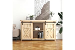 BONIKLUBA 7FT/214cm Mini Herraje para Puerta Corredera Kit para Soportes de TV de una Doble Puertas, Armario Pequeño (Sin Puerta de Gabinete)