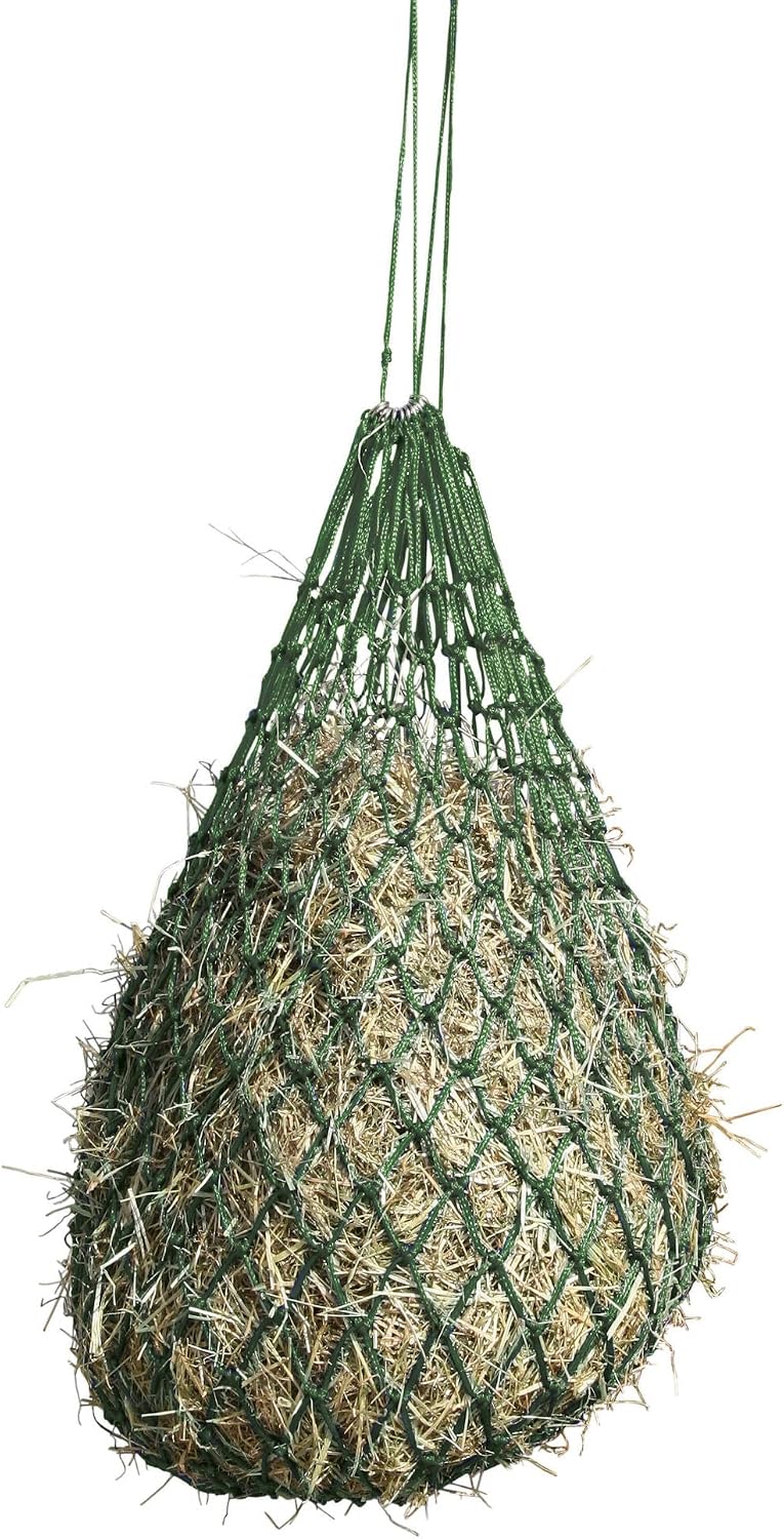 Kerbl Red de heno (5 Unidades), Red de pienso, Color Verde, 5 נ5 cm, poliéster, Caballos, vacunos, ovejas, con Anillas para Colgar