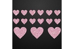 ‎GLITZERDEALS Glitzerdeals Bügelbild Glitzer Set 15 Herzen in Glitzer flamingo Glitzerbild zum Aufbügeln Herzen Glitzerflex Herz Bling Aufbügler Herzen