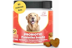 TICALBAK Probiotika für Hunde als Leckerli -120 Snacks- Verbesserte Verdauung & Immunsystem -Darmflora aufbauen,Verdauungsgesundheit,Empfindliche Bäuche, Wachsartige und Juckende Ohren,wurmkur