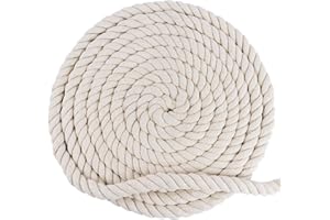 GUOSIYAO Makramee Garn Kordelband Baumwollkordel 6 mm x 10 m Seil Originalweiß Tau Seil Rope Garn Kordelband Baumwollseil Geeignet für Handlaufseil DIY wandhängende Traumfänger Hund Spielzeug Seil (6MM 10M)
