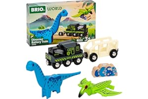 BRIO World - 36096 Dinosaurier Batteriezug - Spielzeugzug für Kinder ab 3 Jahren