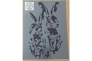 Solitarydesign Shabby Chic Stencil Artistic 2 hare faces Rabbit Rustic Mylar Vintage A4 297x210mm wall + Furniture