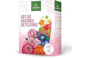 LERAVA Graines fleurs à semer (12 variétés) - graines de fleurs de haute qualité - germination rapide et plantation facile - mélange fleuri pour jardin et balcon - kit de semis made in Italy
