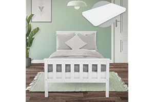 ML DESIGN MODERN LIVING ML-Design Letto Singolo in Legno di Pino Massello Bianco con Materasso a Schiuma Fredda 90x200 cm Telaio a Doghe e Piedi Lettino con Testiera e Pediera Giroletto per Ragazzi Bambini Adulti Giovani