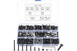 MYHONGLE 1120 STK M3 Schrauben Set, Senkkopfschrauben Muttern Set, Gewindeschrauben mit Muttern Set mit Unterlegscheiben & Federscheiben Set, Innensechskant Sechskantschrauben, Maschinenschrauben Sortiment