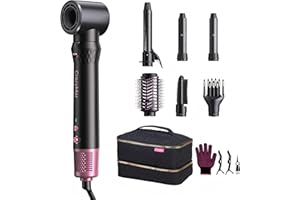 CrazyMar Rundbürstenföhn,7-in-1 Airstyler,Ionen Föhn & Lockenstab,110.000 U/min Warmluftbürste,Professioneller Hairstyler,Lockenstab Automatisch,Glätteisen,Zum Styling,Volumisieren,Locken und Glätten