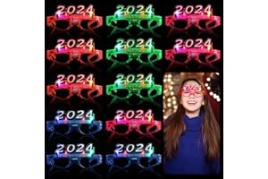 Itoyx 12Pcs 2024 LED Light up Glasses, New Year Glow in the Dark Party Supplies LED Glasses, Colorful Flashing Fancy Party Eyeglasses for Kids Adult Valentine's Day Birthday Favors Decorations