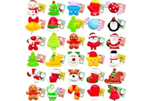 KIDRENFUN 60 PCS Christmas Party Bag Fillers Kids - Mochi Squishy Stocking Fillers Eve Box Fillers, Bulk Class Prize, Mini Fidget Squishy, Xmas Party Favours (30 Mochis + 30 Bags)