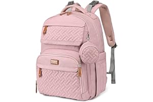 BabbleRoo Changing Bag Backpack, Baby Nappy Diaper Rucksack Hospital Maternity Travel Back Pack with Changing Pad & Insulated Pockets, Pink