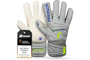 ‎REUSCH Reusch Attrakt Grip Finger Support Junior Flexible Torwarthandschuhe Kinder Jugendliche Fußballhandschuhe mit Fingerprotektion für alle Spielfeldoberflächen und jedes Wetter
