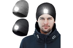 Touloube Idee Regalo Natale Uomo Donna 2pcs, Berretto Invernale Caldo con Luce LED Ricaricabile, Regalo Uomo Compleanno Originale, Regali per papà, Marito, Fidanzato, Pesca,Camminare,Campeggio Regalo
