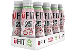 UFIT High 25g Protein Shake - Strawberry Flavour- Fat Free - No Added Sugar – Ready to Drink - 10 x 330ml (Packaging May Vary)