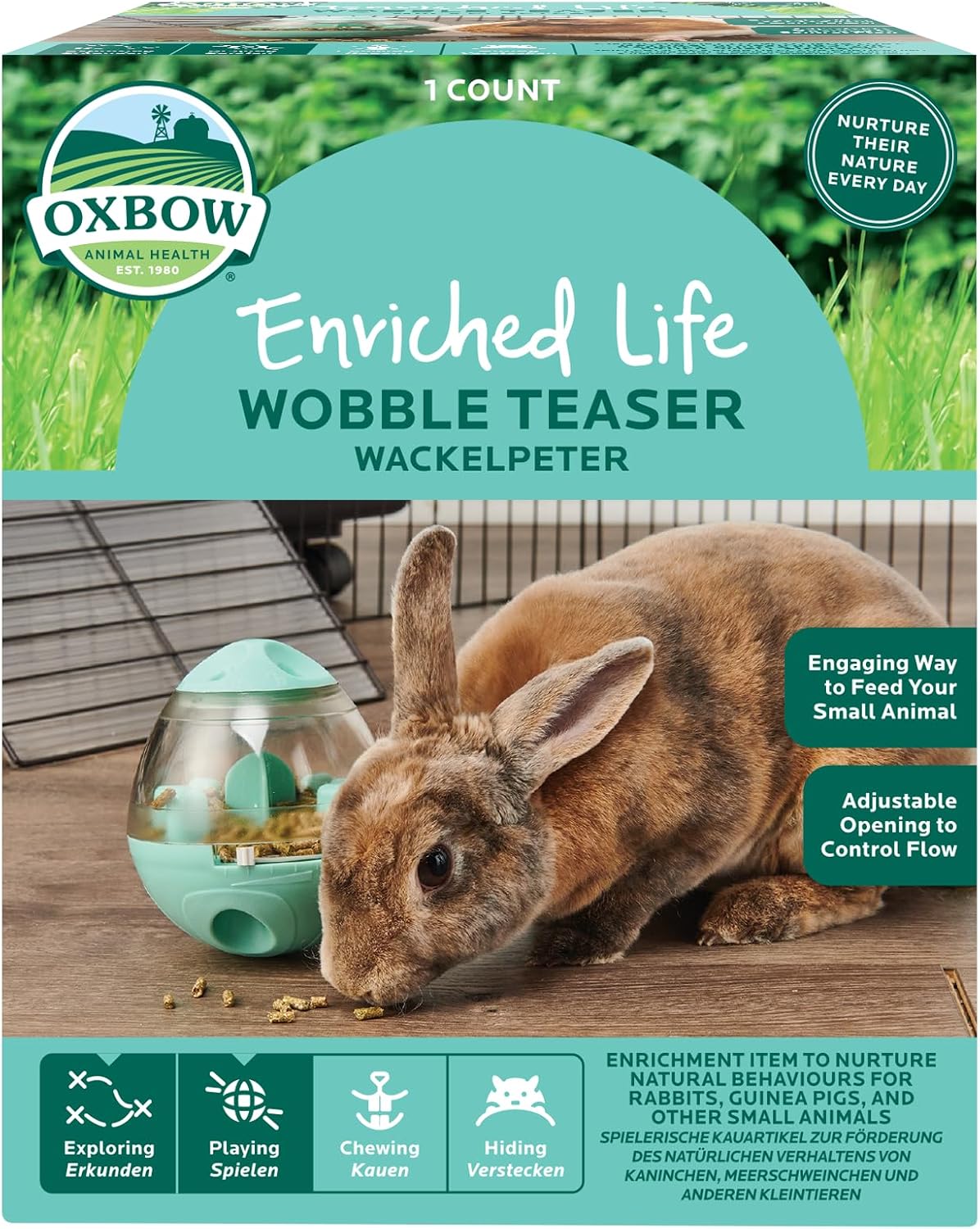 Oxbow Enriched Life Wobble Teaser - Rabbit Toys, Guinea Pig Toys, Hamster, Rabbit, Chinchilla, Rat, Chinchilla Cage Accessories, Guinea Pig Accessories for Cage