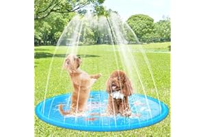 Dhqkqg Tappetino per Spruzzi, 170 cm Tappetino da Gioco con Spruzzi D'Acqua, Spruzza la Piscina Pieghevole, Resistente Antiscivolo Splash Pad, Tappetino per Spruzzi, Cane, Bambini, Giochi All'aperto