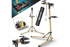 ‎KESSER KESSER® Fahrradmontageständer Profi Alu Reparaturständer für Fahrräder Mountainbikes E-Bikes Schwerlast-Montageständer Fahrradständer 360° drehbar + Tasche, Flickzeug Set & magnetische Werkzeugablage