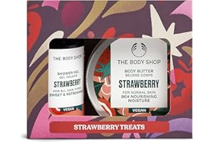 The Body Shop Strawberry Treats Christmas Gift Set (Shower Gel 60ml + Body Butter 50ml), Fruity Festive Duo with Juicy Strawberry Extract, Hydrating & Nourishing Body Care for Soft Skin, Vegan