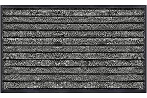 Hafaa Indoor & Outdoor Grey Door Mat 40x60 cm Non Slip Water Absorbent Rubber Mat Heavy Duty Floor Mats