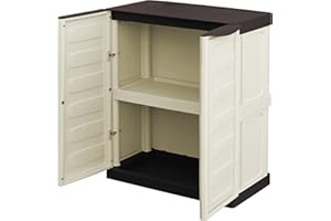 Art Plast Armadio basso da esterno in plastica, robusto, tortora/ecrú