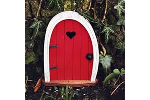 Gxdamxz Feentür, Wichteltür Holz für Baum & Garten, Rot, 10x8cm
