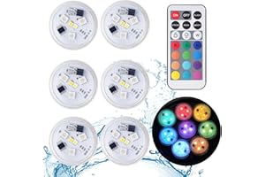 ALED LIGHT 6 luces subacuáticas mini RGB multicolor estanque iluminación impermeable velas de té decoración Navidad para acuario, jarrón, bañera, piscina, casa