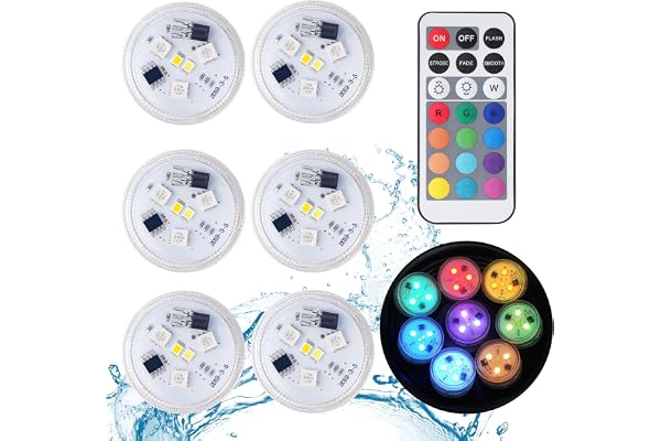 ALED LIGHT 6 pcs Mini Lumières LED Submersible, Lampe sous-Marines Étanche RGB Multicolore Bougies LED Éclairage avec Télécommandes pour Piscine Étang Aquarium Vase Décoration Halloween Noël