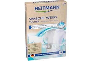 ‎HEITMANN HEITMANN Wäsche-Weiss Tücher | Power-Weiss-Formel | Geeignet für alle Temperaturen und Waschmittel | FSC-zertifiziert | Ohne Kunststofffasern | 20 Tücher