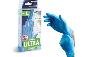 Bottari Guantes de nitrilo desechables sin talco ultra confort, paquete de 10 unidades, talla L, resistentes y cómodos