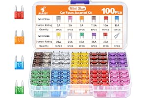 JOREST 100 st bilsäkringssats – mini-bladsäkringar för fordon + 1 automatisk säkringsdragare – 11 specifikationer blandad bil