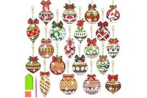 KEWUF 20 Pezzi Natale Diamond Painting Portachiavi, Kit 5D Diamond Painting Natale, Ciondoli per Pittura con Diamanti Portachiavi Bambini Adulti, per Decor Natalizia da Appendere Fai Da te Della Finestra