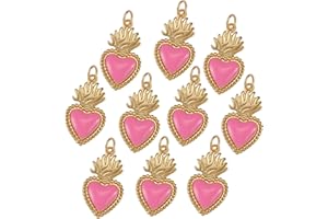 BEEFLYING 10 Pz Ciondolo ex Voto Sacro Cuore Smaltati in Metallo Placcato Oro Ciondoli Smaltati Pendenti con Risultati in Ottone per Gioielli Collana Bracciale Fare Forniture Artigianali