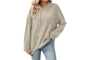 Gemulate Jumpers for Women Long Sleeve Tops Sweaters with Pocket Ladies Lightweight Drawstring Hoodie Sweatshirts S-2XL