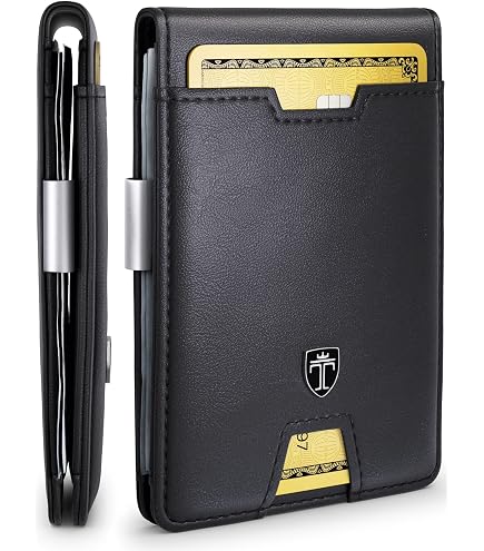 TRAVANDO Slim Front Pocket Wallet For Men - RFID Blocking, Money Clip, Cognac Brown