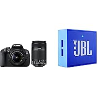 Canon EOS 700D 18MP Digital SLR Camera (Black) with 18-55mm and 55-250mm IS II Lens, 8GB card, Carry Bag and JBL speaker