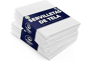 LivinEase Servilletas de Tela de Algodón - Paquete de 12 Servilletas de Mesa Blancas - Servilletas de Tela Grandes Reutilizables 100% Algodón 46 x 46 cm para Todas Las Ocasiones