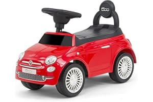 COIL FIAT 500 - Macchina ufficiale con licenza, con portabagagli, sedile basso, maniglione di spinta e suoni vari - Macchina Per Bambini a Spinta - Macchine Per Bambini - Bobby Car (Rosso)