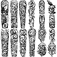 Waterproof Temporary Tattoos Full Arm 8 Sheets and Half Arm Fake Tattoos 8 Sheets, Extra Large Tattoo Stickers for Men and Women or Adult (58X18cm)