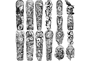 KAIETEUR Tatouages ​​Temporaires Imperméables Bras Complet 8 Feuilles et demi-bras Faux Tatouages ​​8 feuilles, Autocollants de Tatouage Extra-larges pour Hommes et Femmes ou Adultes (58X18cm)