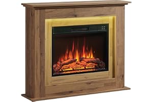 FlameKo Savannah Fireplace with 39" surround and Realistic Flame Effect Heater Dark Bronx Oak Multiple Colours Available